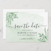 Elegant Moody Eucalyptus Verlasse Grüne Hochzeit Save The Date (Vorne/Hinten)