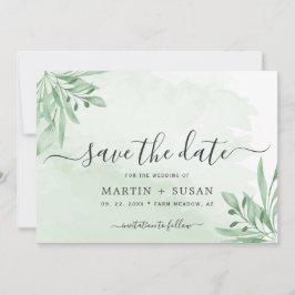 Elegant Moody Eucalyptus Verlasse Grüne Hochzeit Save The Date