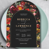 Elegant Moody Floral Black arch Wedding Einladung