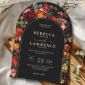 Elegant Moody Floral Black arch Wedding Einladung