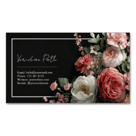 Elegant Moody Floral Pink Peony Magnetische Visitenkarte