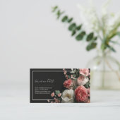 Elegant Moody Floral Pink Peony Visitenkarte (Stehend Vorderseite)