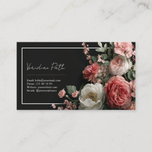 Elegant Moody Floral Pink Peony Visitenkarte