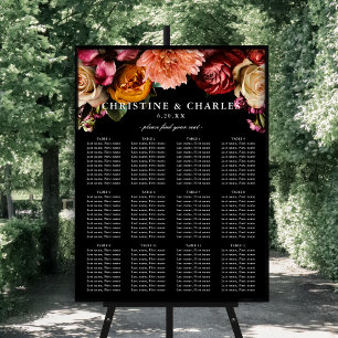 Elegant + Moody Floral Wedding Chart Poster