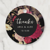 Elegant Moody Floral Wedding Name Danke Geschenkanhänger (Rückseite)