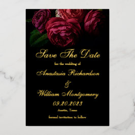 Elegant Moody Floral Wedding Save the Date Foto Folieneinladung