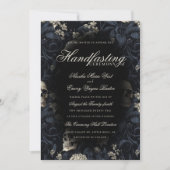 Elegant Moody Gothic Floral Skulls Handfasting Einladung (Vorderseite)