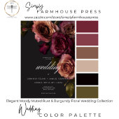 Elegant Moody Rust & Burgund zweiseitig floral Einladung