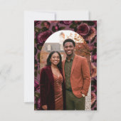 Elegant Moody Soft Rust & Burgundy Floral Photo Save The Date (Rückseite)