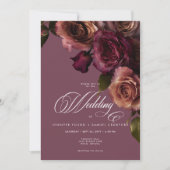 Elegant Moody Soft Rust & Burgundy Floral Wedding Einladung (Vorderseite)
