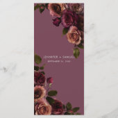 Elegant Moody Soft Rust & Burgundy Floral Wedding Menükarte (Rückseite)