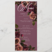Elegant Moody Soft Rust & Burgundy Floral Wedding Menükarte (Vorderseite)