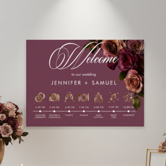 Elegant Moody Soft Rust Burgundy Order of Events  Poster