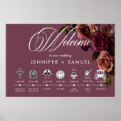 Elegant Moody Soft Rust Burgundy Order of Events Poster (Vorne)
