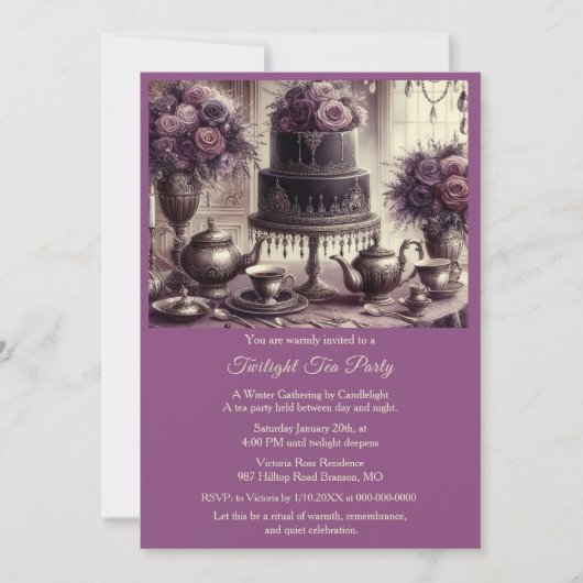 Elegant Moody Tea Party Invitation Einladung (Vorderseite)