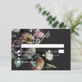 Elegant Moody Twilight Floral Wedding Dinner RSVP Karte (Stehend Vorderseite)