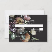 Elegant Moody Twilight Floral Wedding Dinner RSVP Karte (Vorderseite)