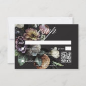 Elegant Moody Twilight Mled Floral QR Code RSVP Karte (Vorderseite)