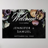 Elegant Moody Twilight Mled Pastel Floral Willkomm Poster (Vorne)