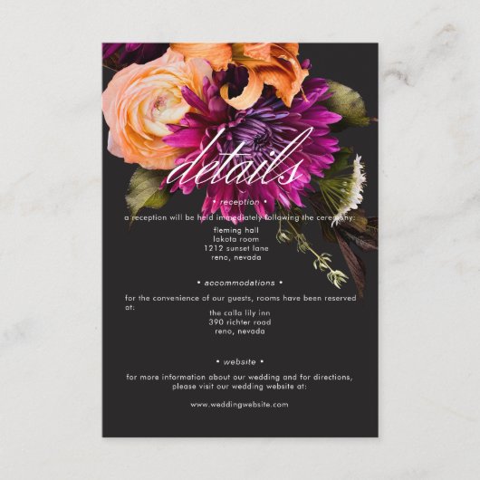 Elegant Moody Vibranly Sunset Blumendetails Begleitkarte (Vorderseite)