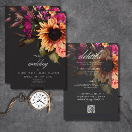 Elegant Moody Vibranly Sunset Floral Alles in alle Einladung