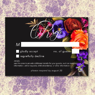 Elegant Moody Vibranly Sunset Floral No Dinner UAW RSVP Karte