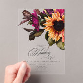 Elegant Moody Vibranly Sunset Floral Wedding Acryleinladungen (Insitu (Handheld))