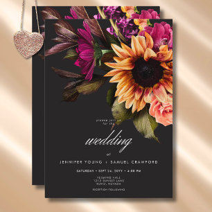 Elegant Moody Vibranly Sunset Floral Wedding Einladung