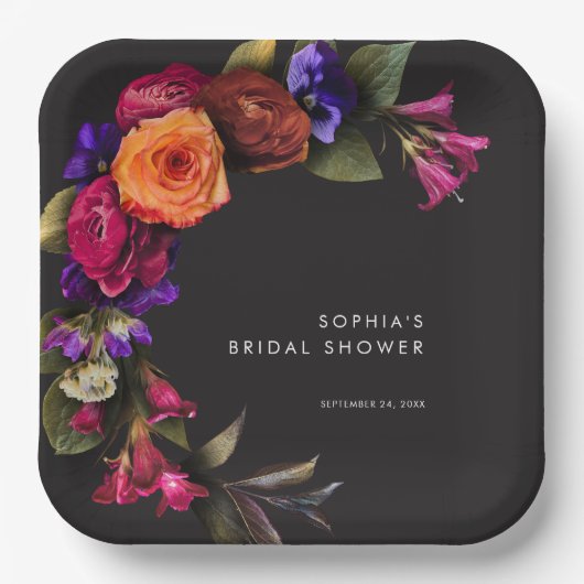 Elegant Moody Vibrant Harvest Blumendusche Pappteller (Vorderseite)