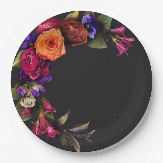 Elegant Moody Vibrant Harvest Blumendusche Pappteller (Vorderseite)