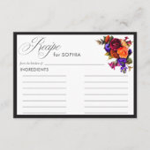 Elegant Moody Vibrant Harvest Blumenduschrei Rezep Begleitkarte (Vorderseite)