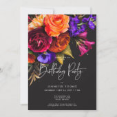 Elegant Moody Vibrant Harvest Floral Geburtstag Einladung (Vorderseite)