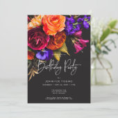 Elegant Moody Vibrant Harvest Floral Geburtstag Einladung (Stehend Vorderseite)