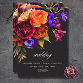 Elegant Moody Vibrant Harvest Floral Wedding Einladung