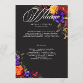 Elegant Moody Vibrant Harvest Floral Wedding Programm (Vorderseite)