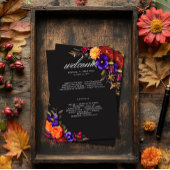 Elegant Moody Vibrant Harvest Floral Wedding Programm