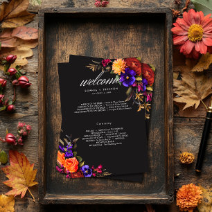 Elegant Moody Vibrant Harvest Floral Wedding Programm