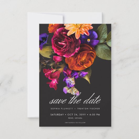 Elegant Moody Vibrant Harvest Floral Wedding Save The Date (Vorderseite)