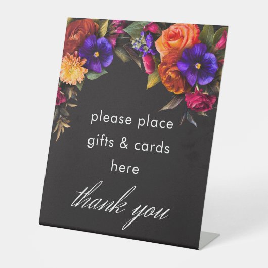 Elegant Moody Vibrant Harvest Floral Wedding Sockelschild (Vorderseite)