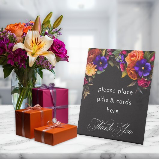 Elegant Moody Vibrant Harvest Floral Wedding Sockelschild