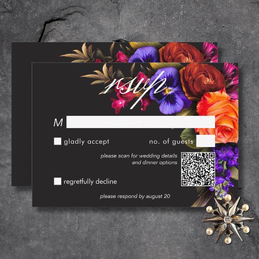 Elegant Moody Vibrant Harvest QR Code RSVP Karte