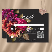 Elegant Moody Vibrant Sunset Floral QR Code RSVP Karte