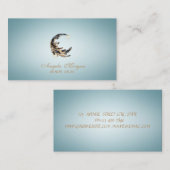 Elegant Moon Feather Blue Visitenkarte (Vorne/Hinten)