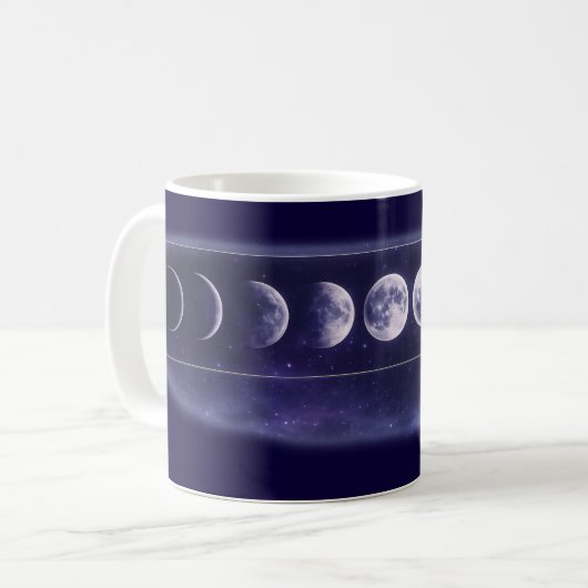 Elegant Moon Phases Galaxy Pattern Coffee Mug Kaffeetasse (Vorderseite Links)