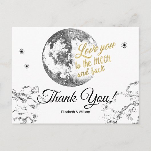 Elegant Moon Stars Crescent Wedding Vielen Dank Postkarte (Vorderseite)