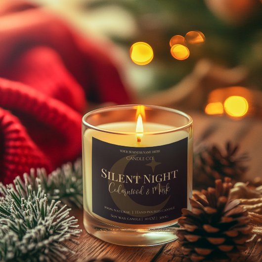Elegant Moon & Stars Custom Holiday Candle Label Quadratischer Aufkleber