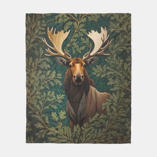 Elegant Moose William Morris Inspiriert Fleecedecke (Vorderseite)