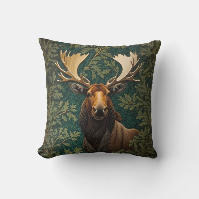 Elegant Moose William Morris Inspiriert Kissen (Vorderseite)