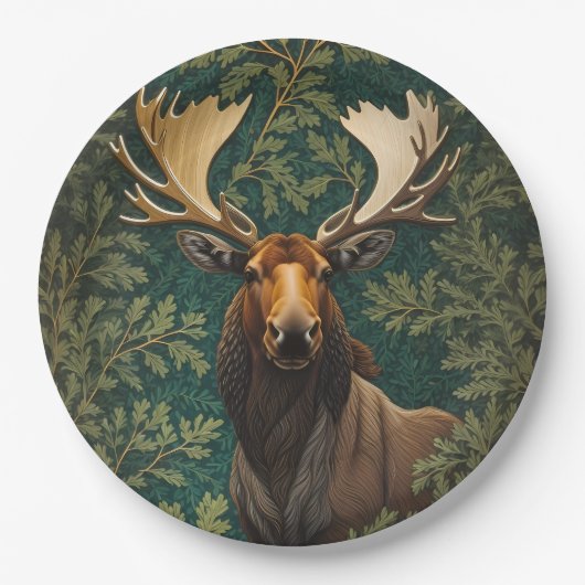 Elegant Moose William Morris Inspiriert Pappteller (Vorderseite)