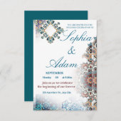 Elegant Moroccan Tile Wedding Invitation Dankeskarte (Vorne/Hinten)